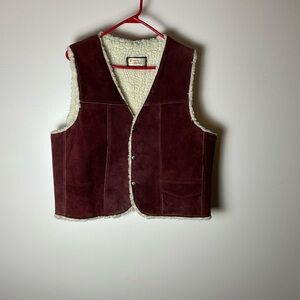 Brown Suede Vest with Shearling Lining